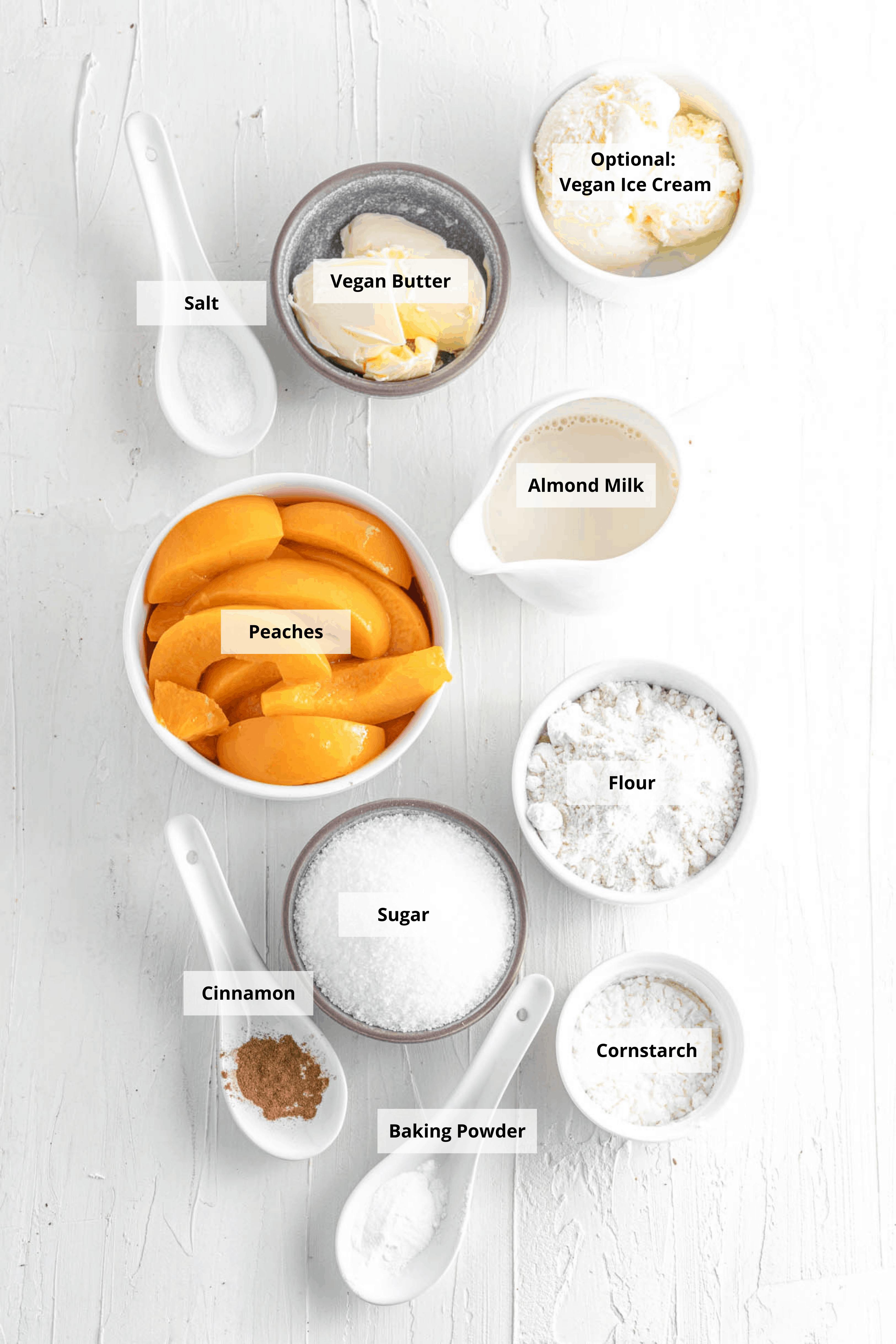 ingredients for vegan peach cobbler