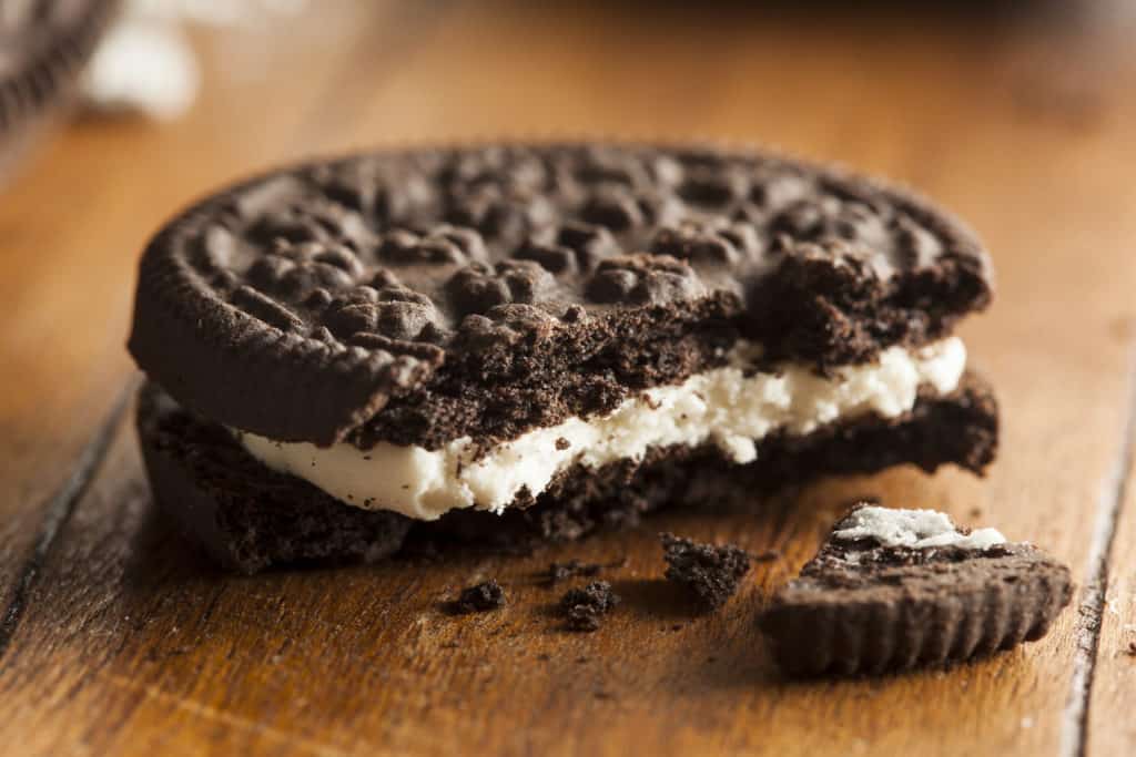 closeup of oreo cookie