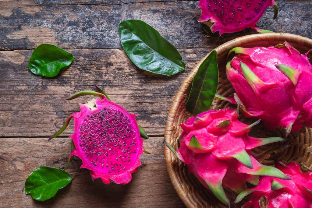 Dragon fruit on wood - foods that start with d