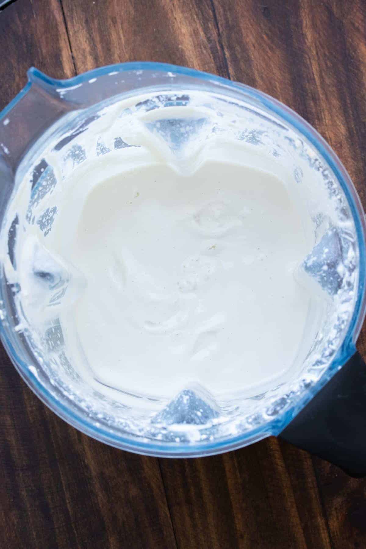 vegan yogurt ingredients in a blender