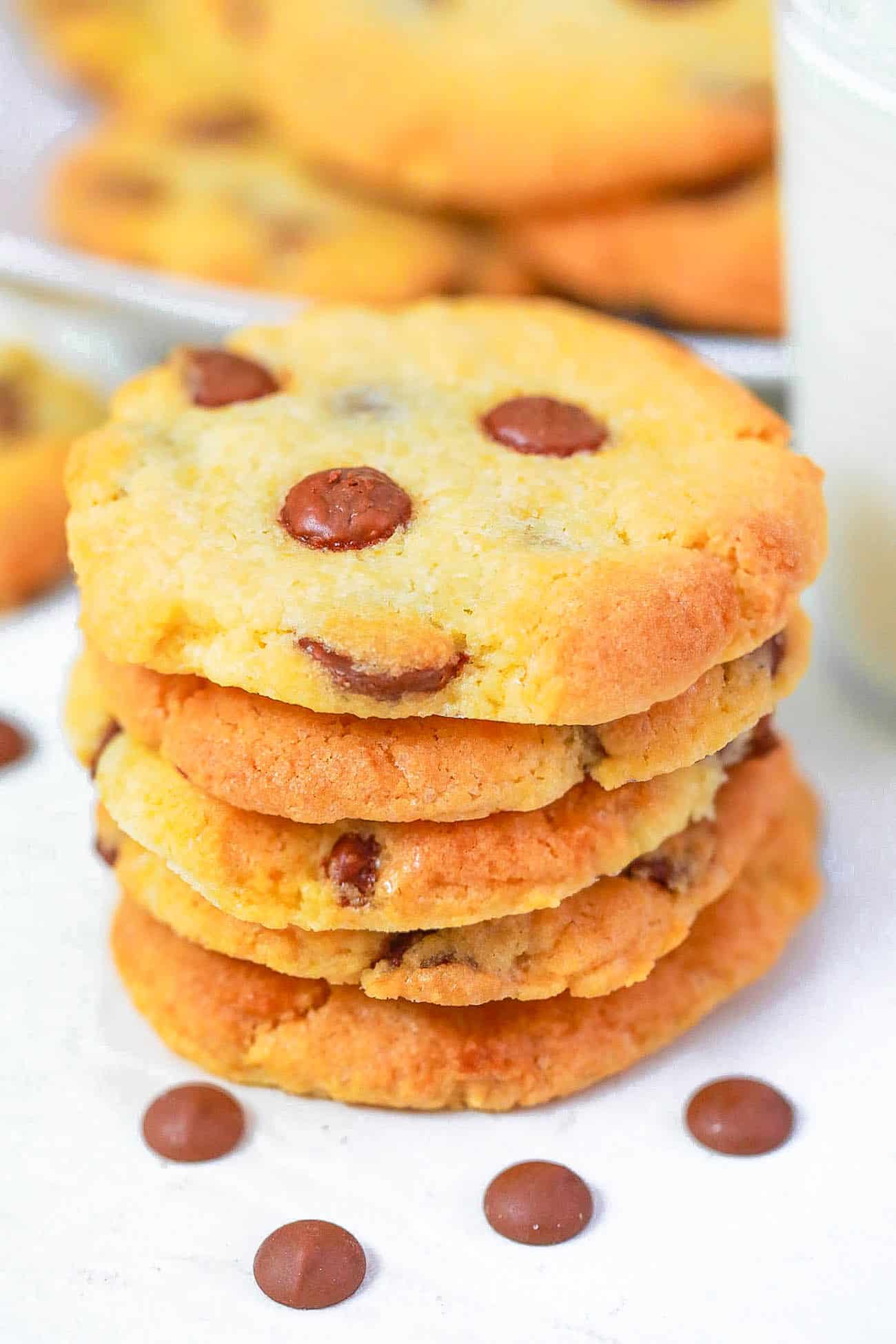 chocolate chip cookies with no brown sugar on a white plate