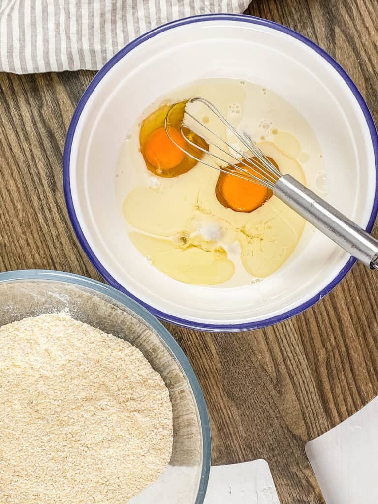 wet ingredients mixed in a bowl