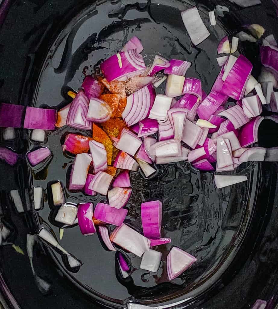 onions cooking in pot