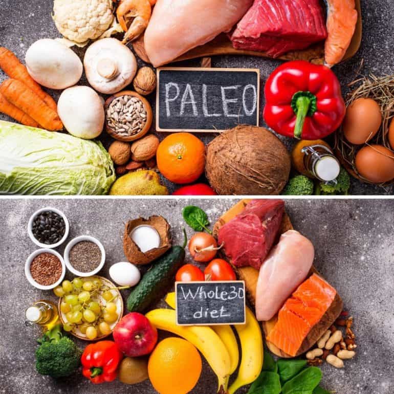Foods to eat on the paleo diet, and foods to eat on the Whole30 diet.