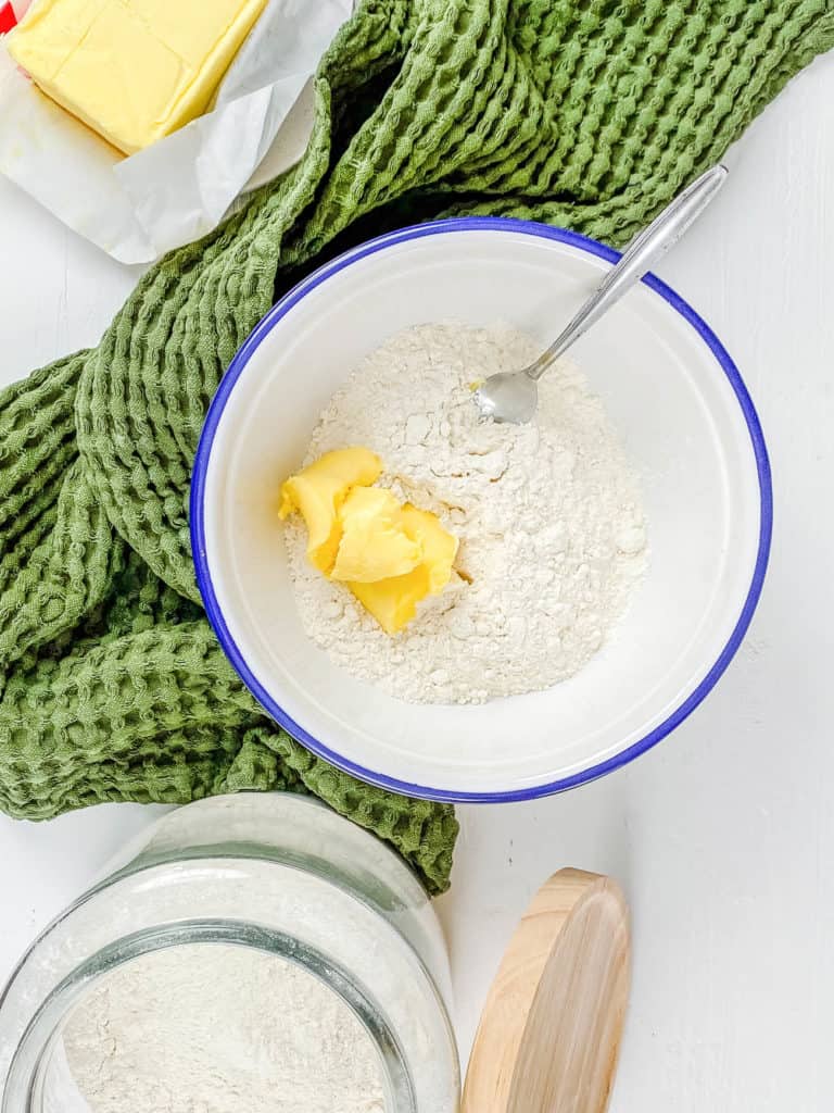 butter and flour mixed in a bowl