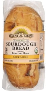 Package of Essential Baking Company Sourdough Bread on a white background.