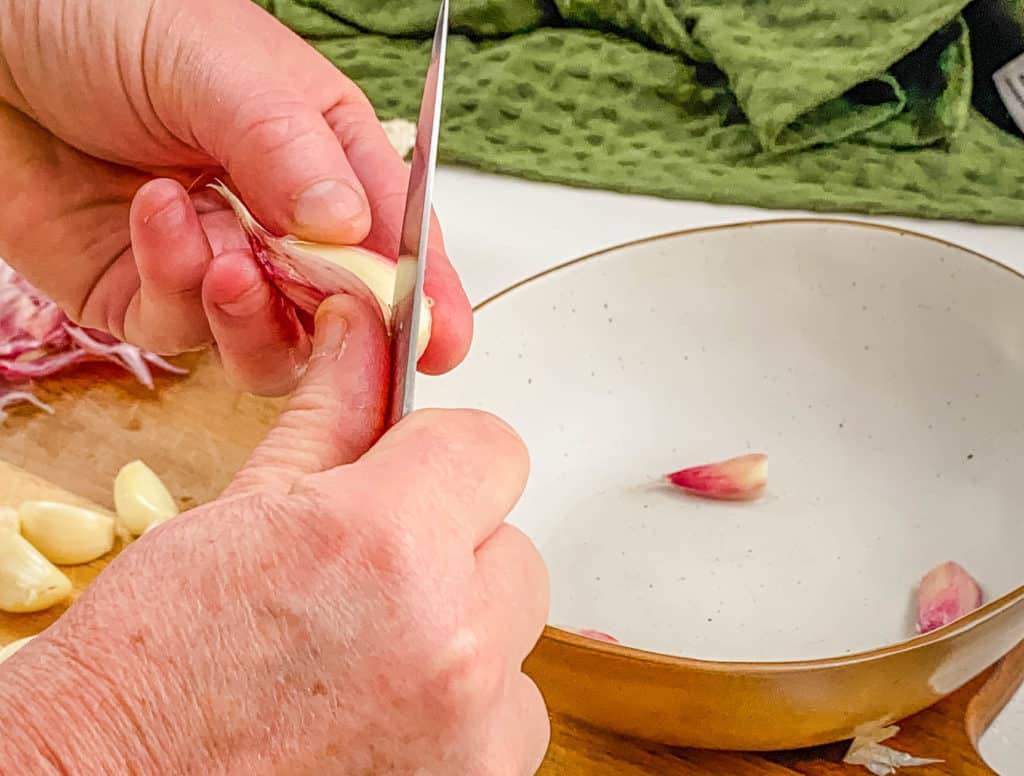 how to peel garlic - peeling skin when cool