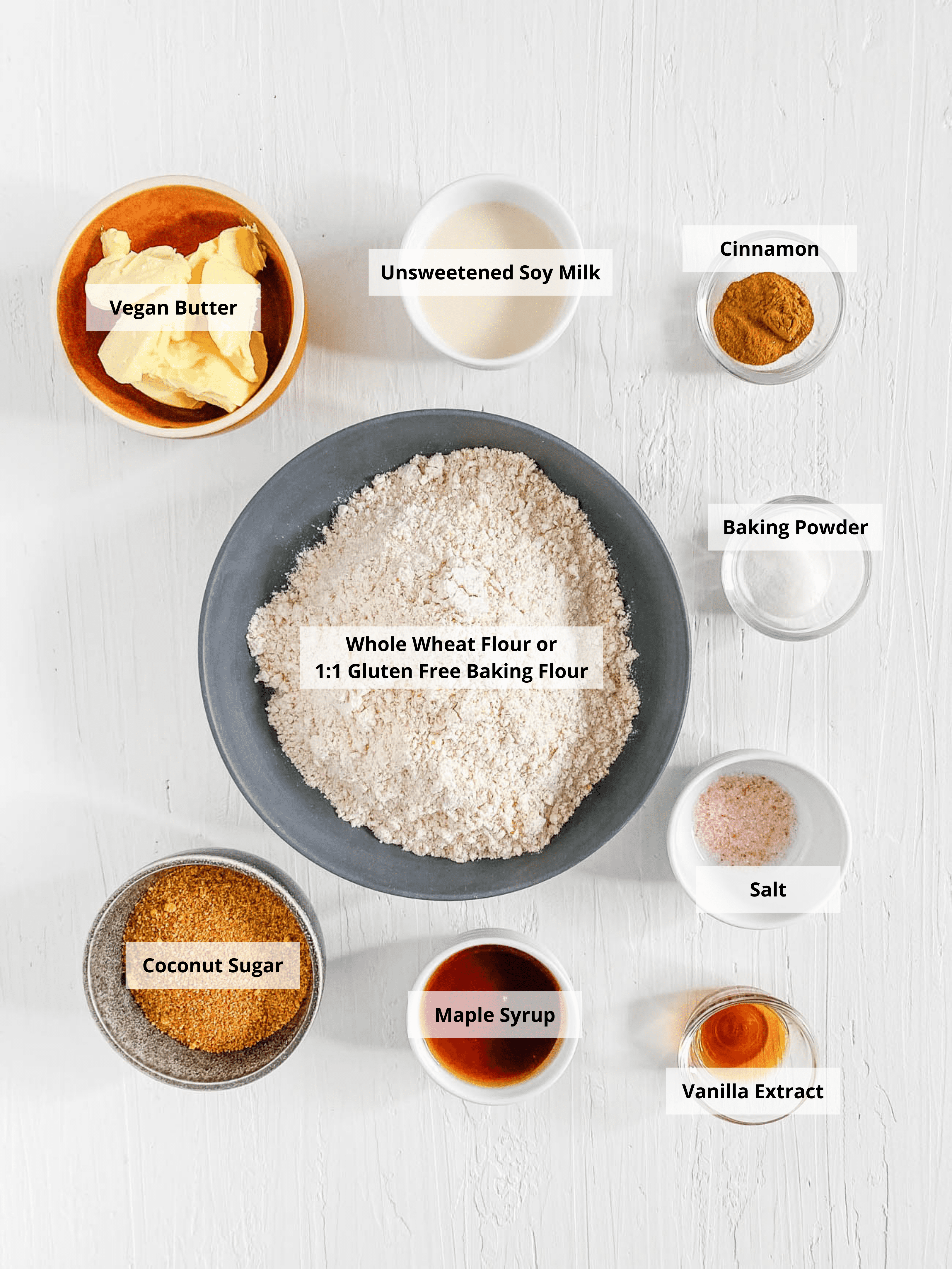 ingredients for easy healthy homemade vegan graham cracker recipe on a wire rack