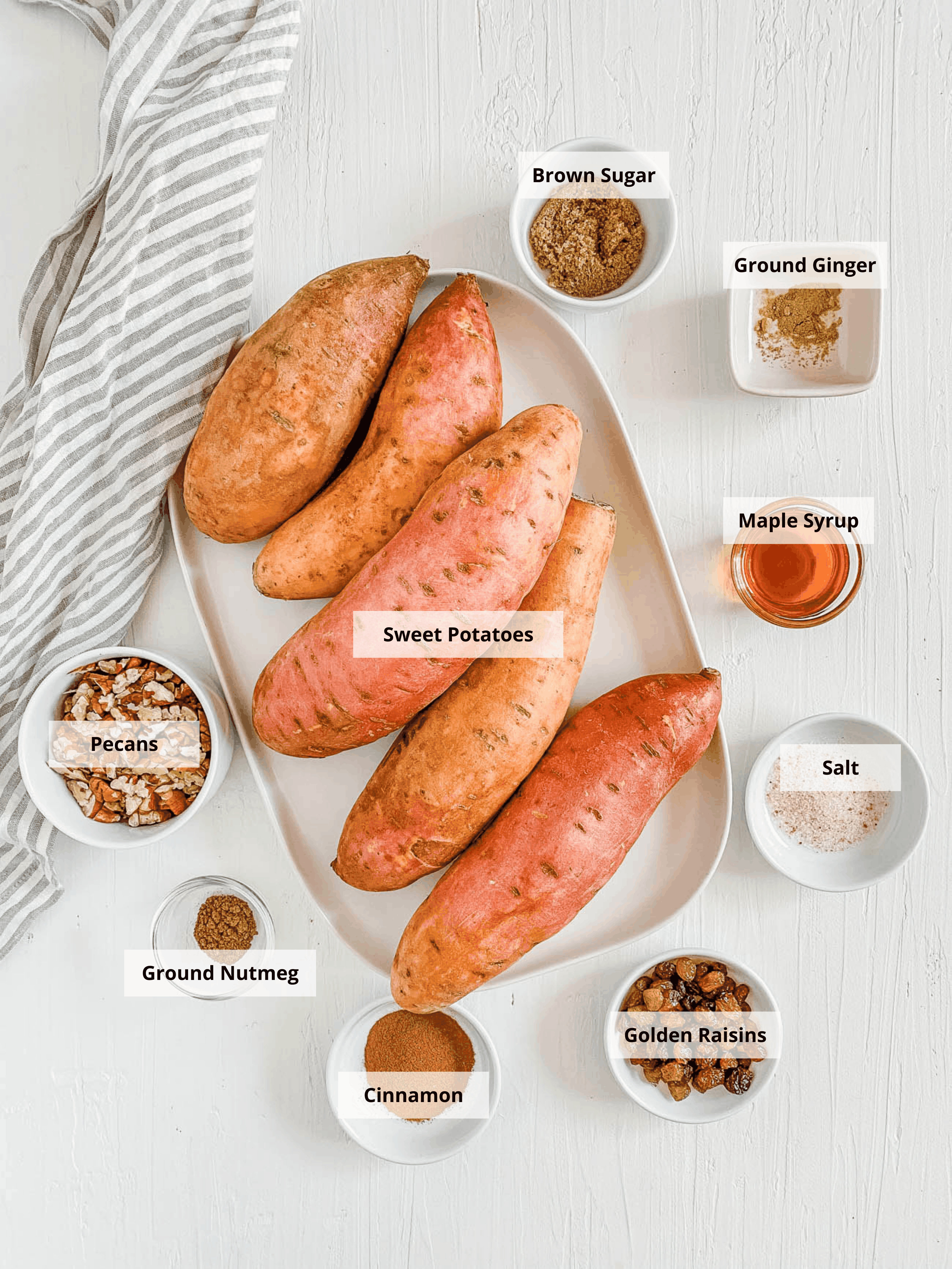 ingredients for vegan sweet potato casserole