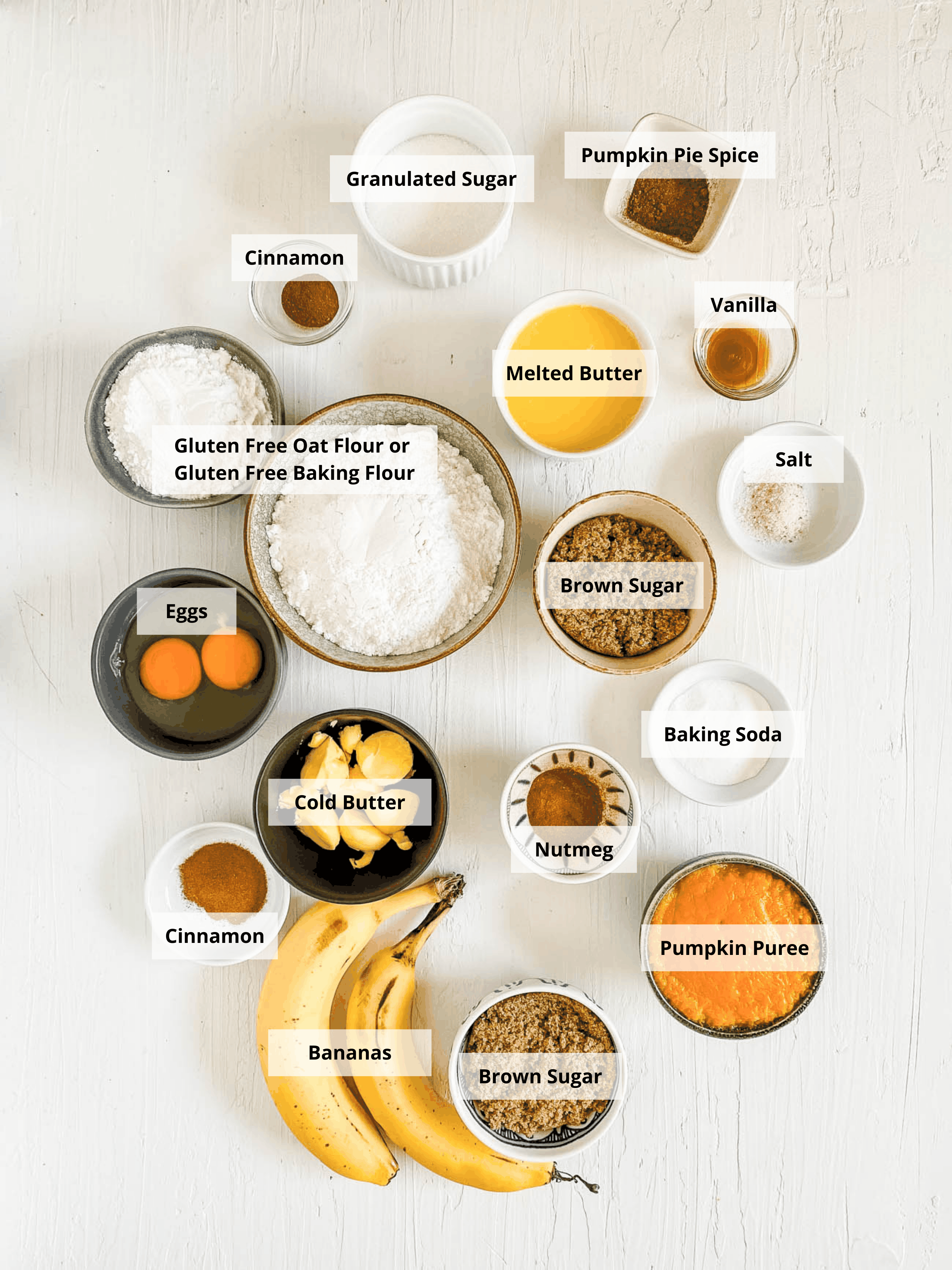 ingredients for gluten free pumpkin bread - pumpkin coffee cake