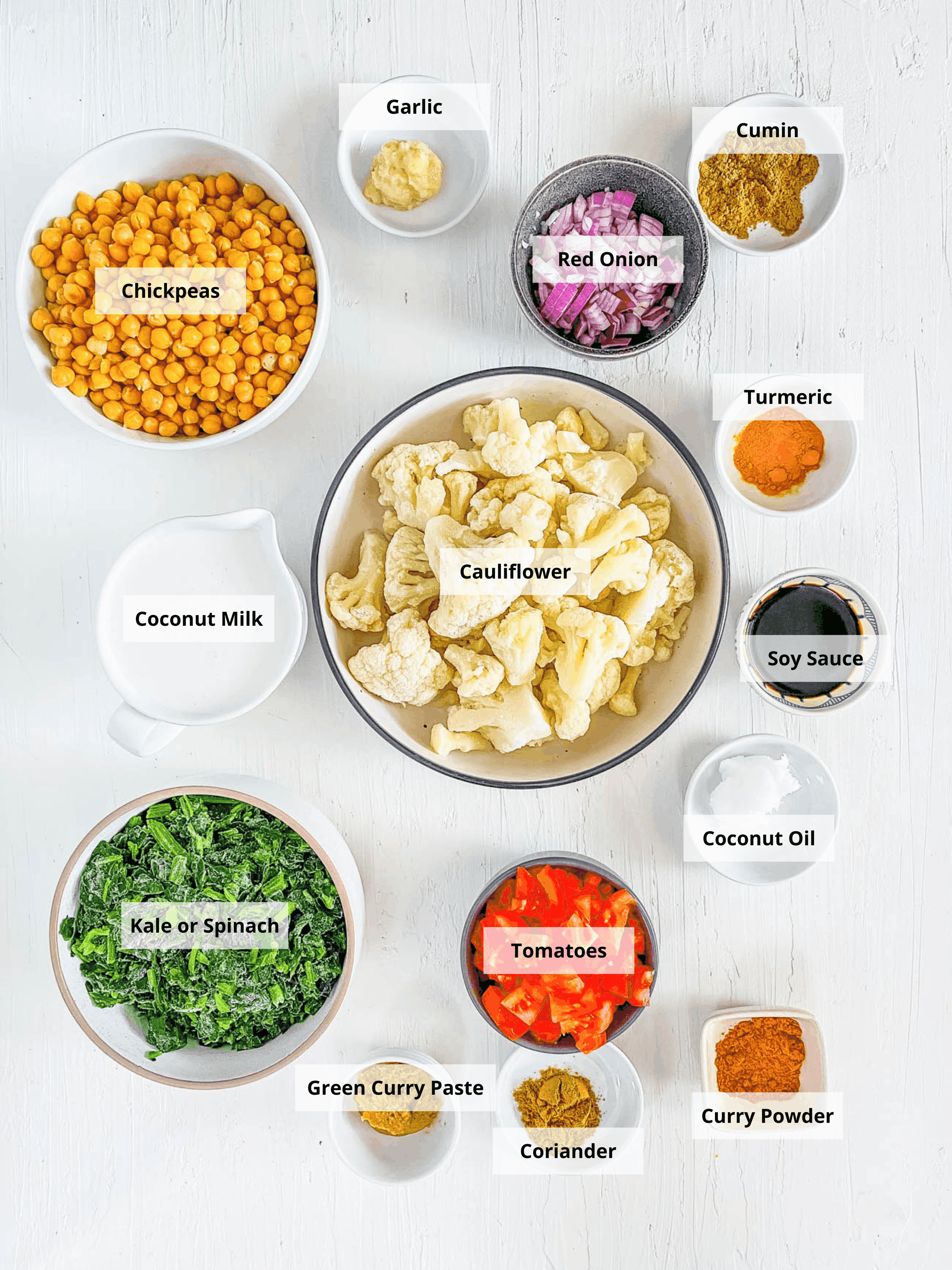 ingredients for vegan thai green curry recipe