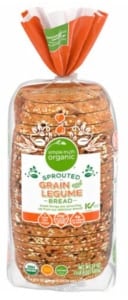 Package of Simple Truth Sprouted Grain & Legume Bread on a white background.