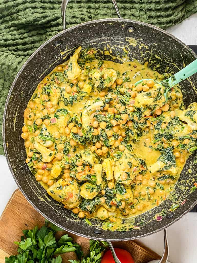 vegan thai green curry recipe in a pot