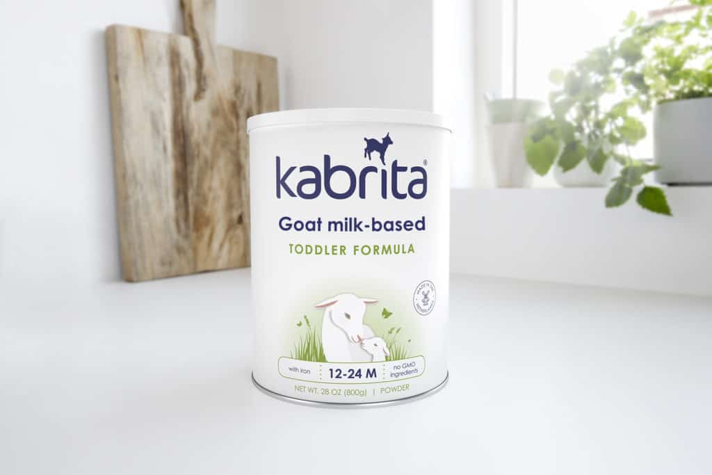 Kabrita goat milk-based toddler formula canister. 