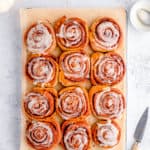 top view of easy homemade healthy cinnamon rolls recipe with healthy icing