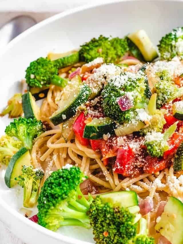 Garlic Pasta with Veggies and Parmesan Recipe Story The Picky Eater