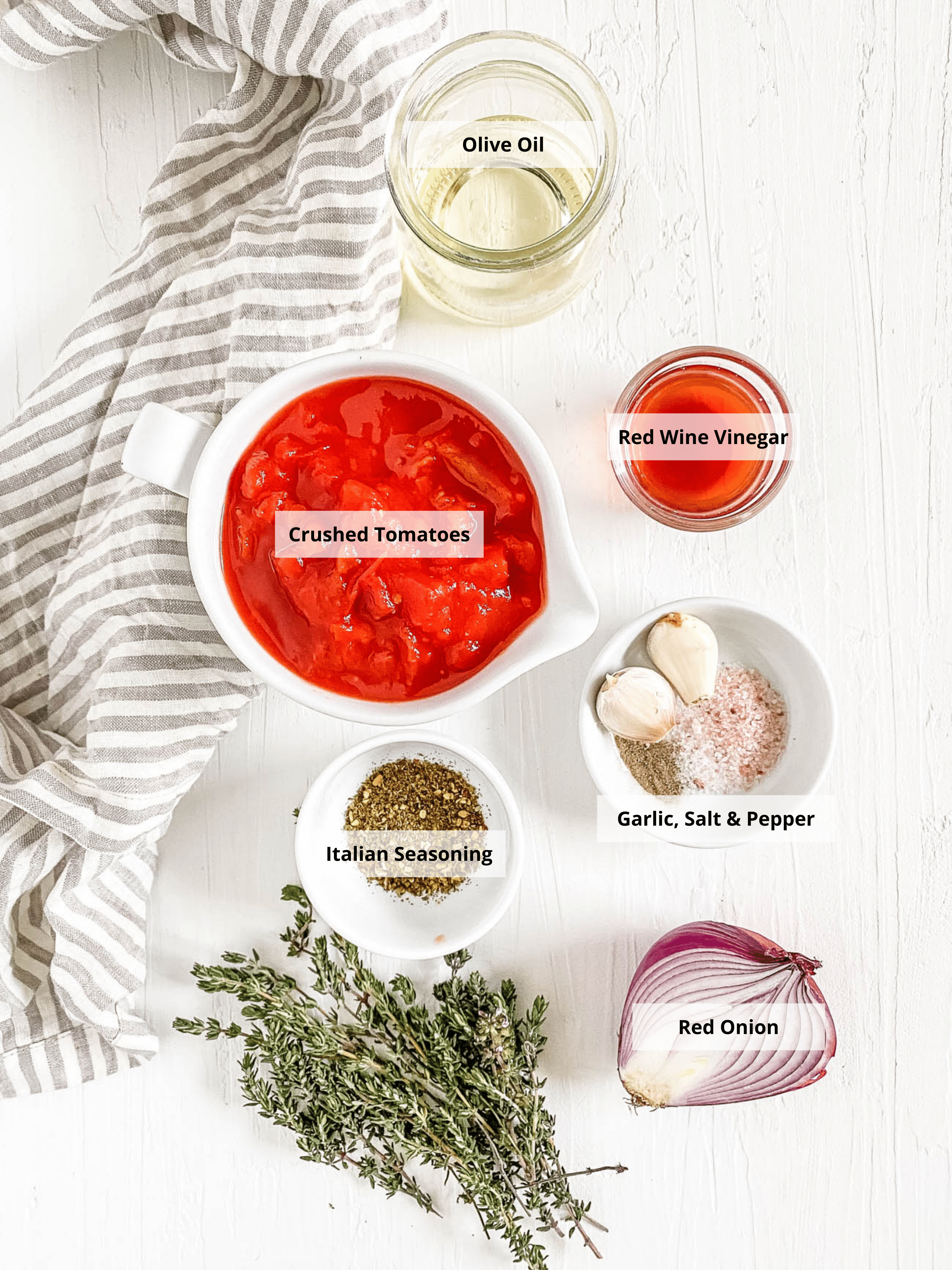 ingredients for easy healthy low carb keto marinara sauce recipe