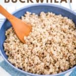 Bowl of cooked buckwheat groats.