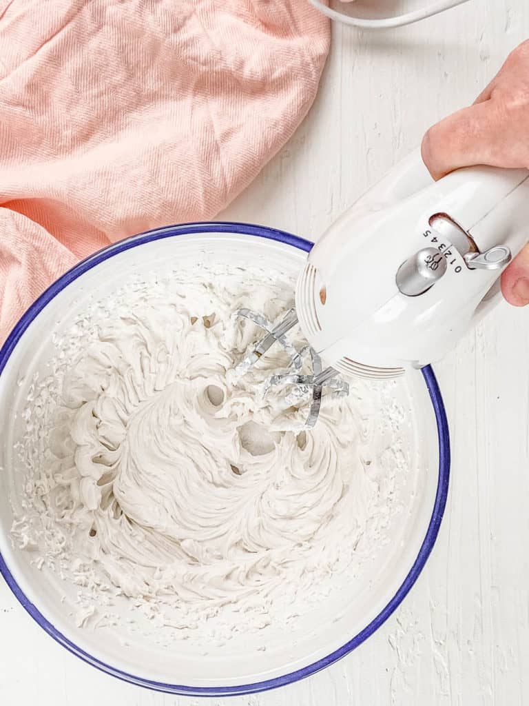 icing whipped in a mixing bowl
