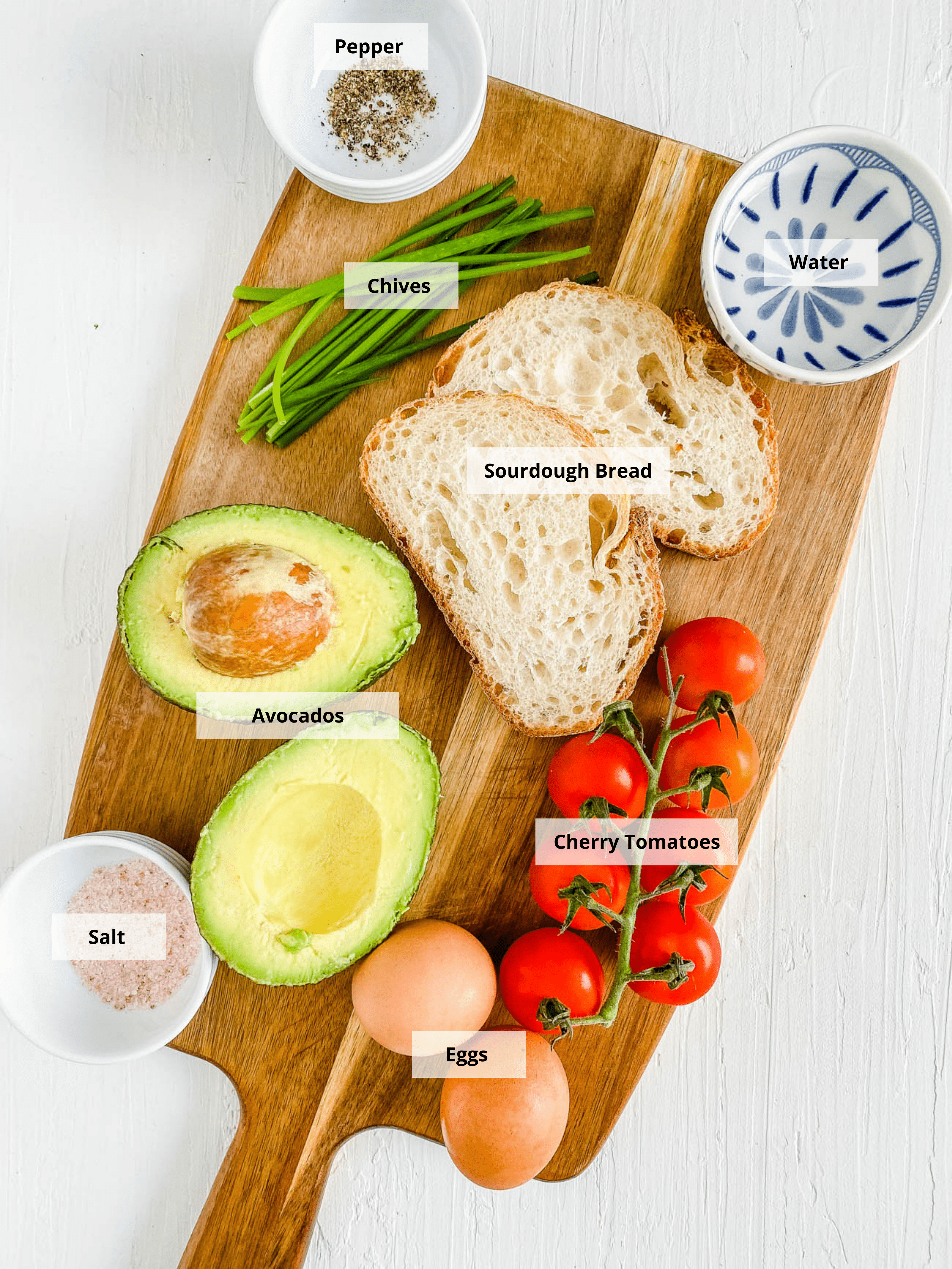 ingredients for avocado tomato toast