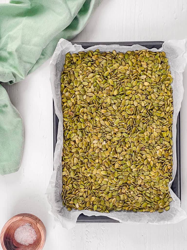 seeds on a baking sheet