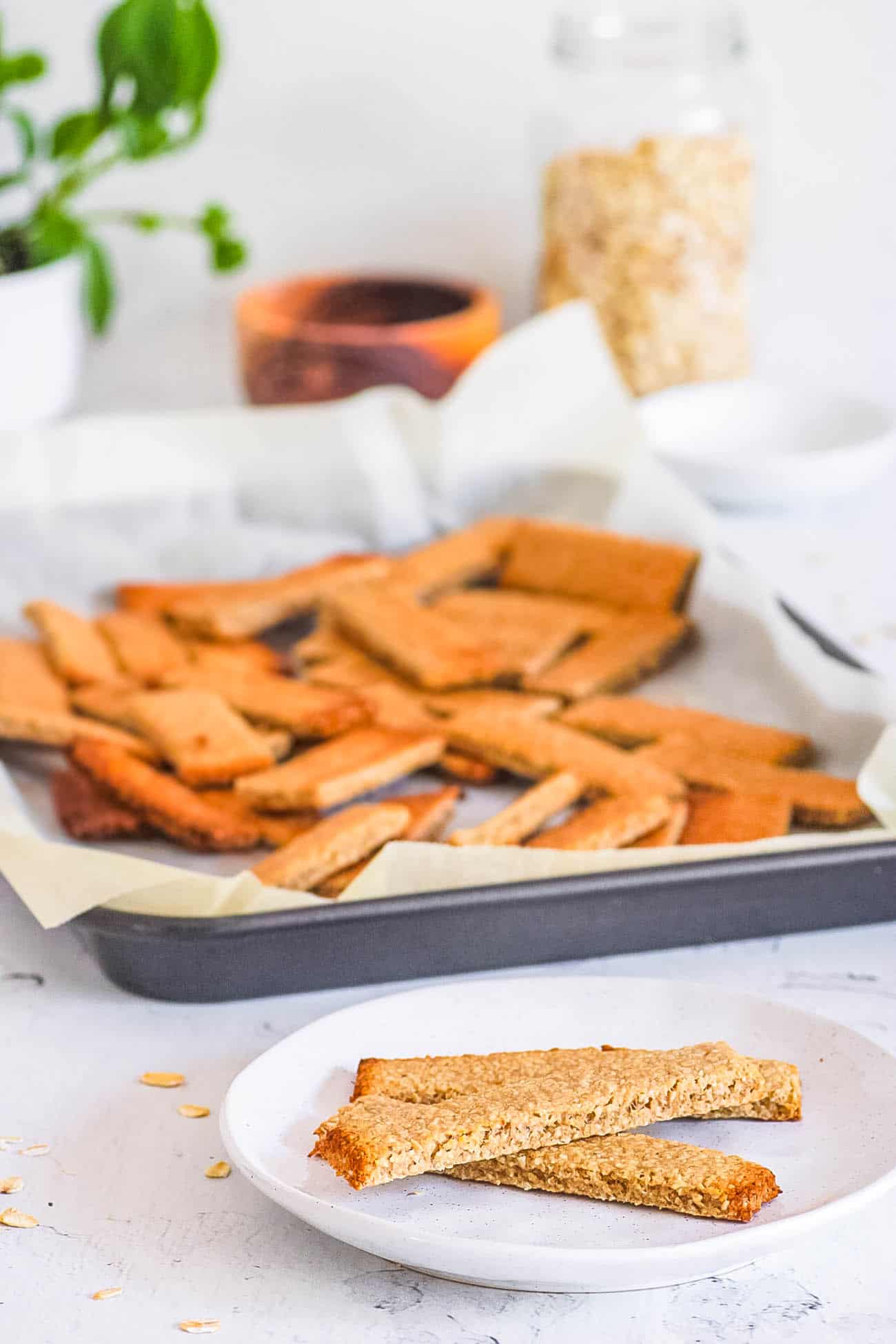 healthy homemade baby teething biscuits recipe (baby crackers) on a white plate