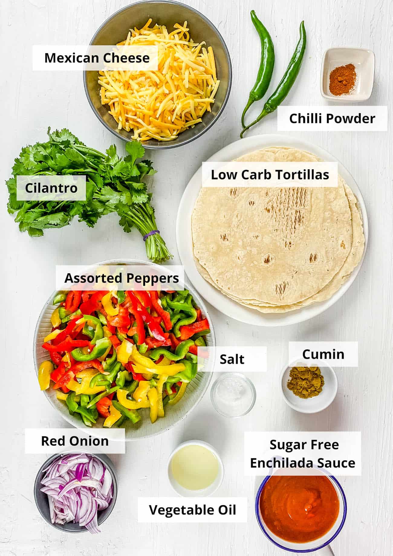 ingredients for easy healthy low carb keto enchiladas recipe