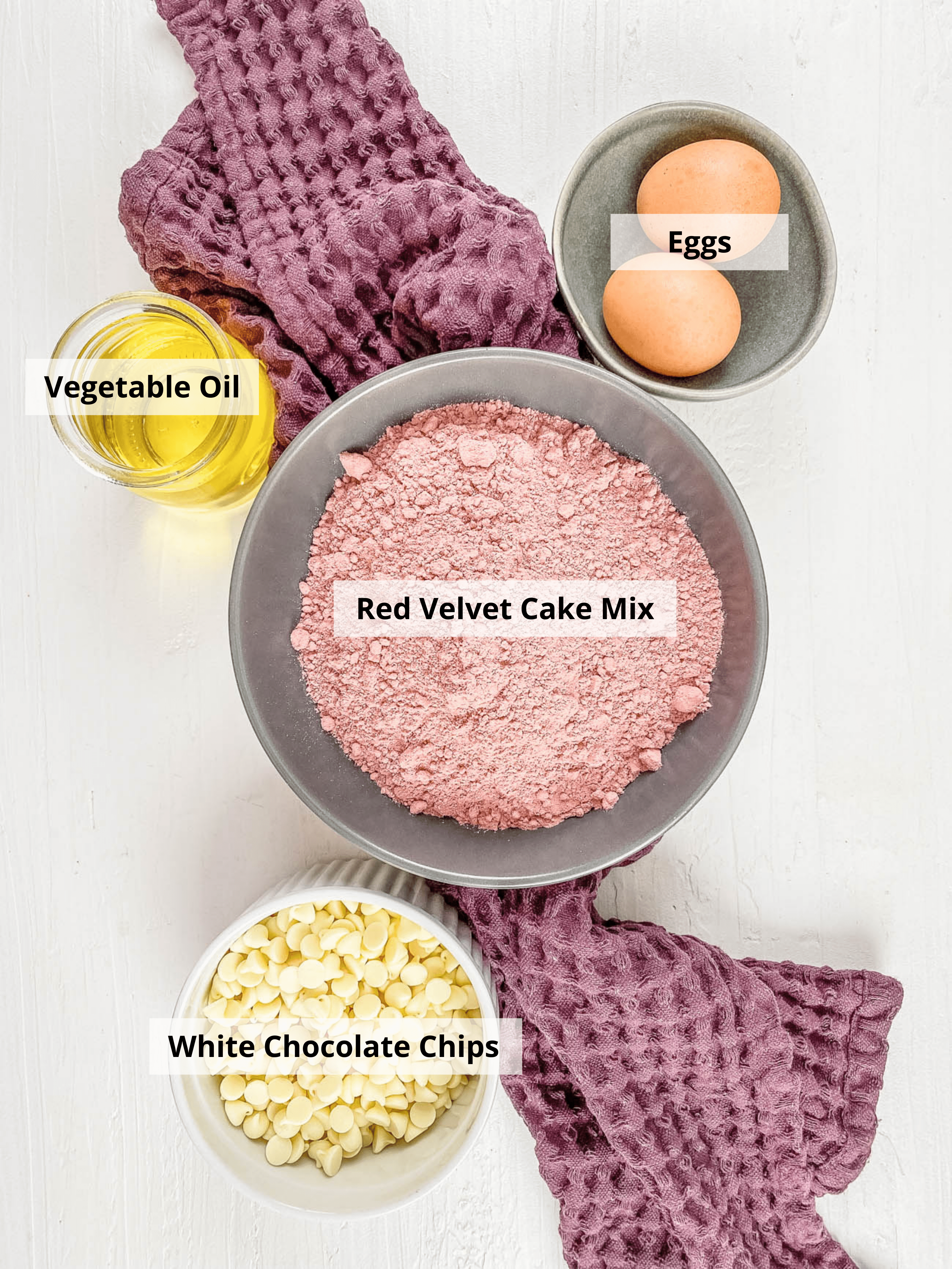 ingredients for easy red velvet cake mix cookies recipe