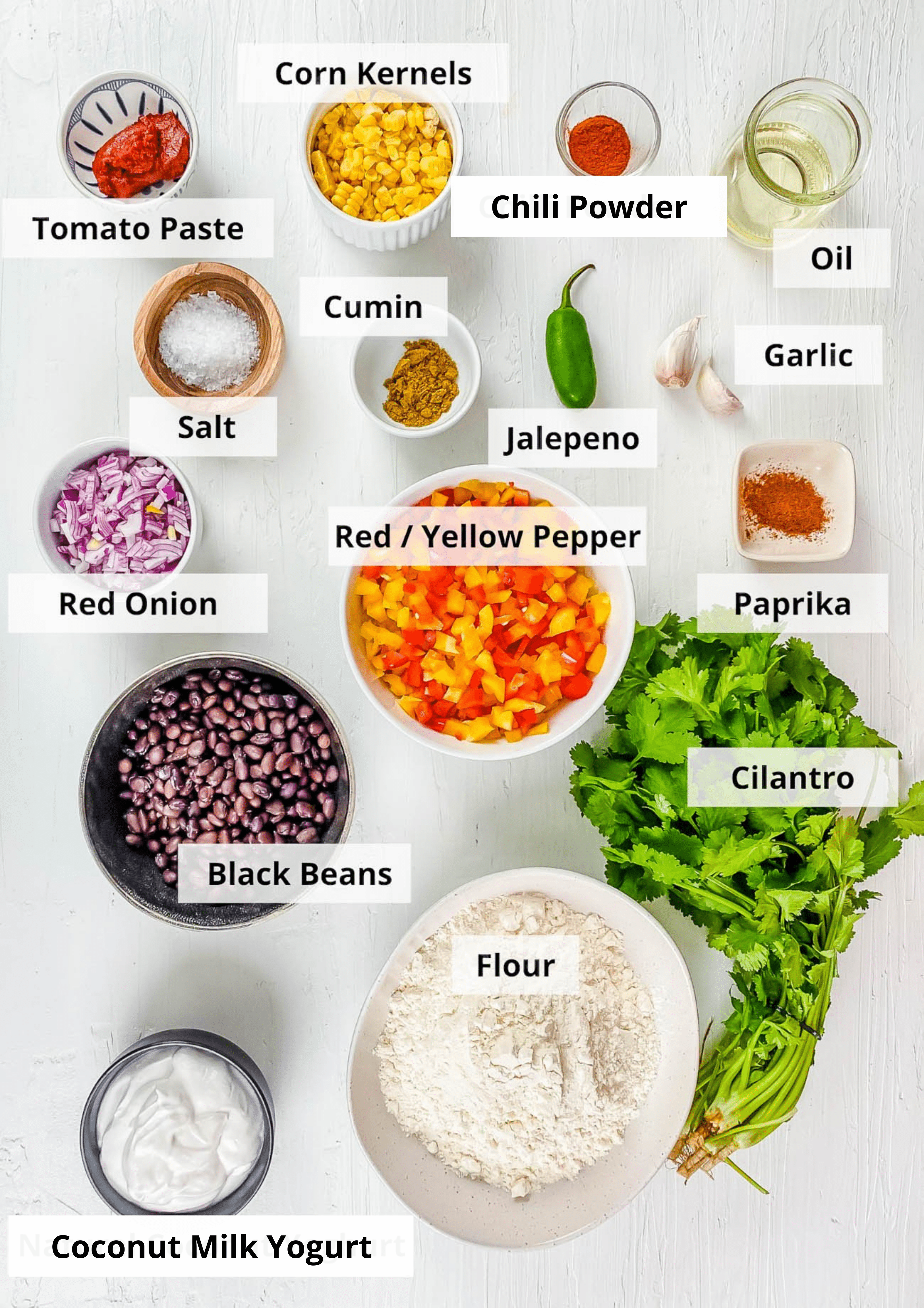 ingredients for healthy easy baked black bean vegan empanada recipe