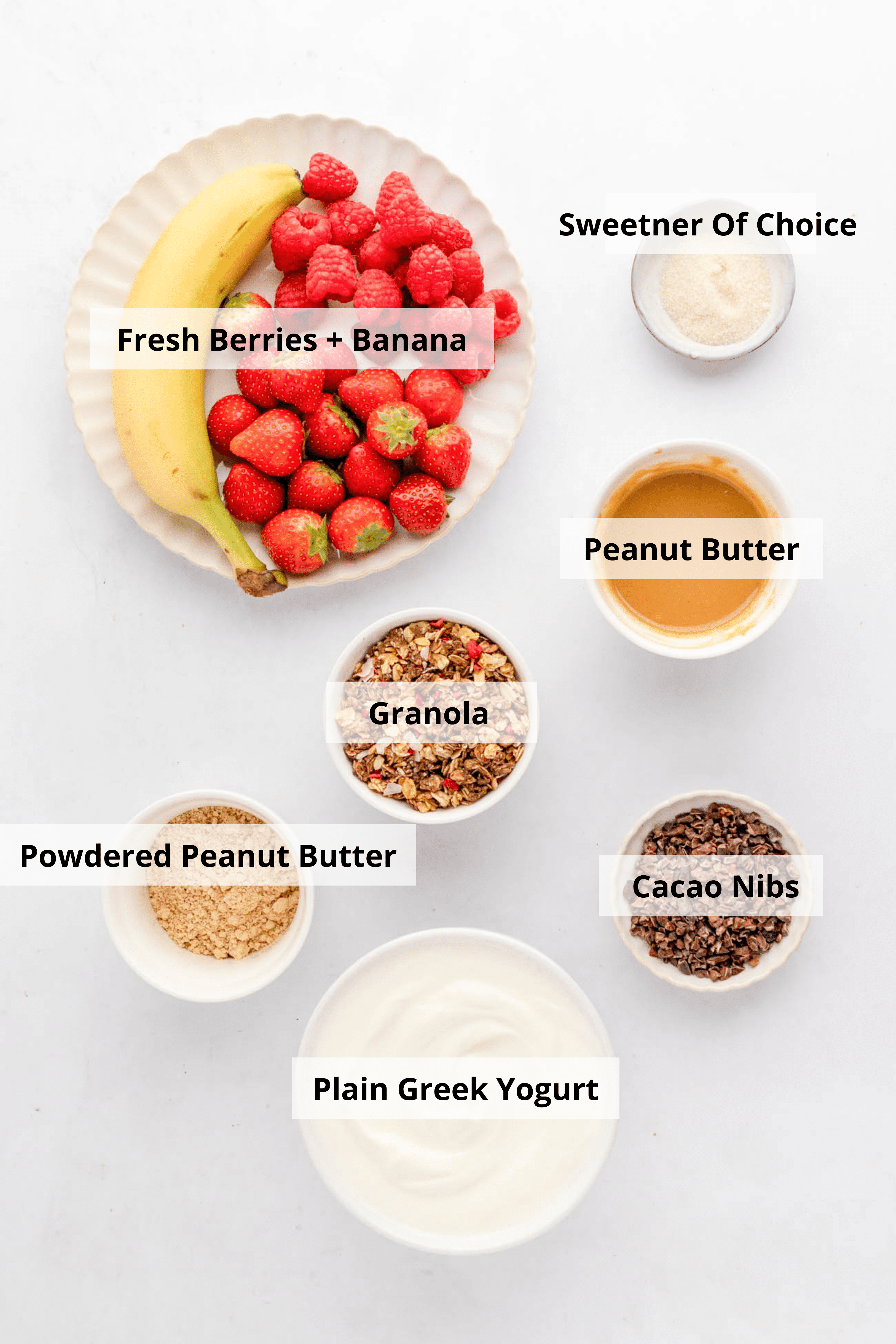 ingredients for peanut butter yogurt bowl recipe