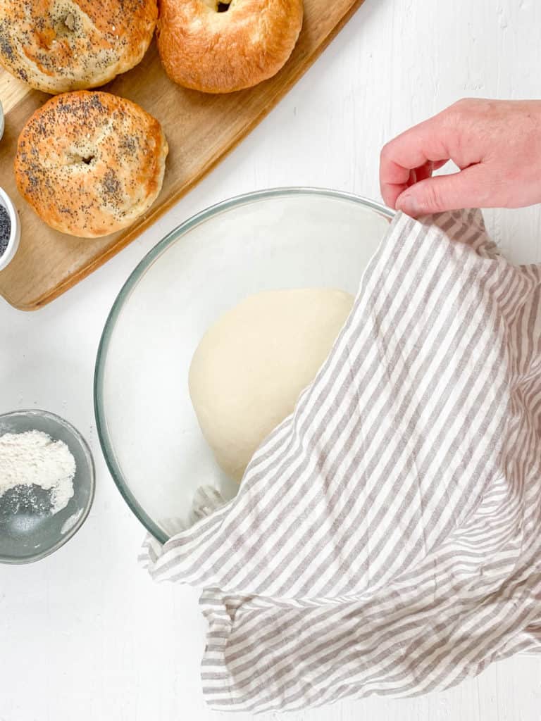 dough ball in a large bowl waiting to rise