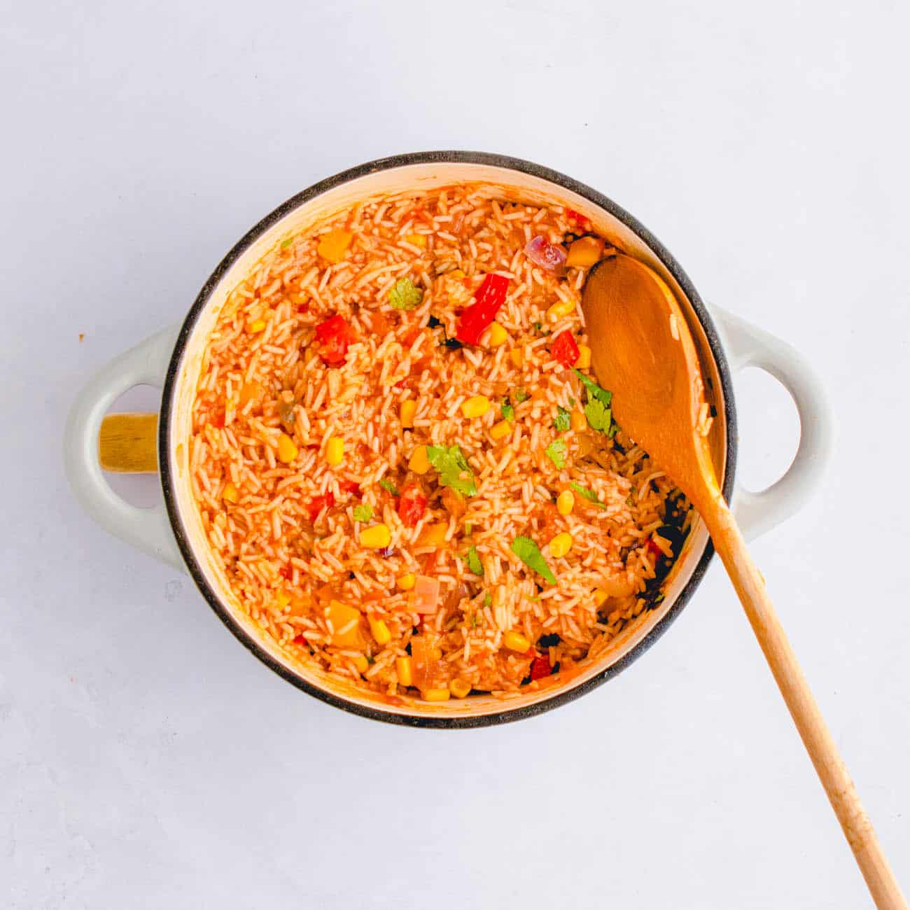 rice and veggies in a pot