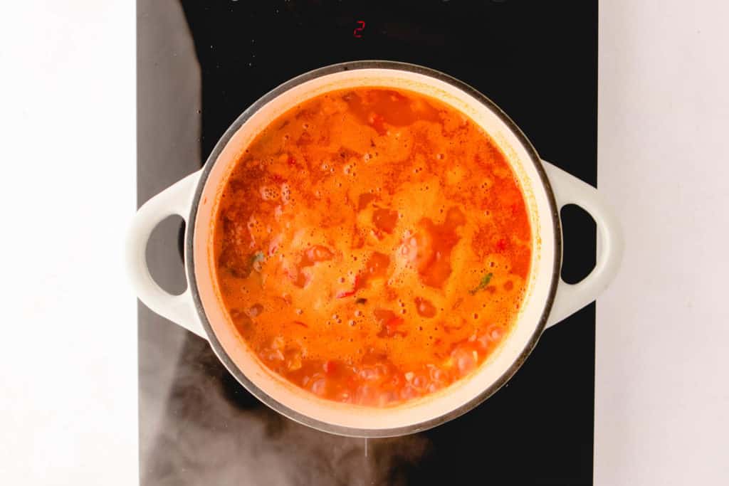 tomatoes and water in a pot