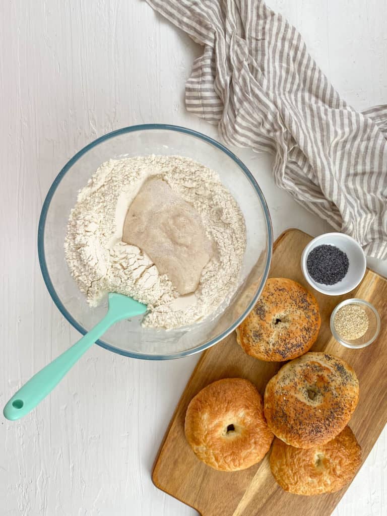 wet and dry ingredients mixed together in a bowl