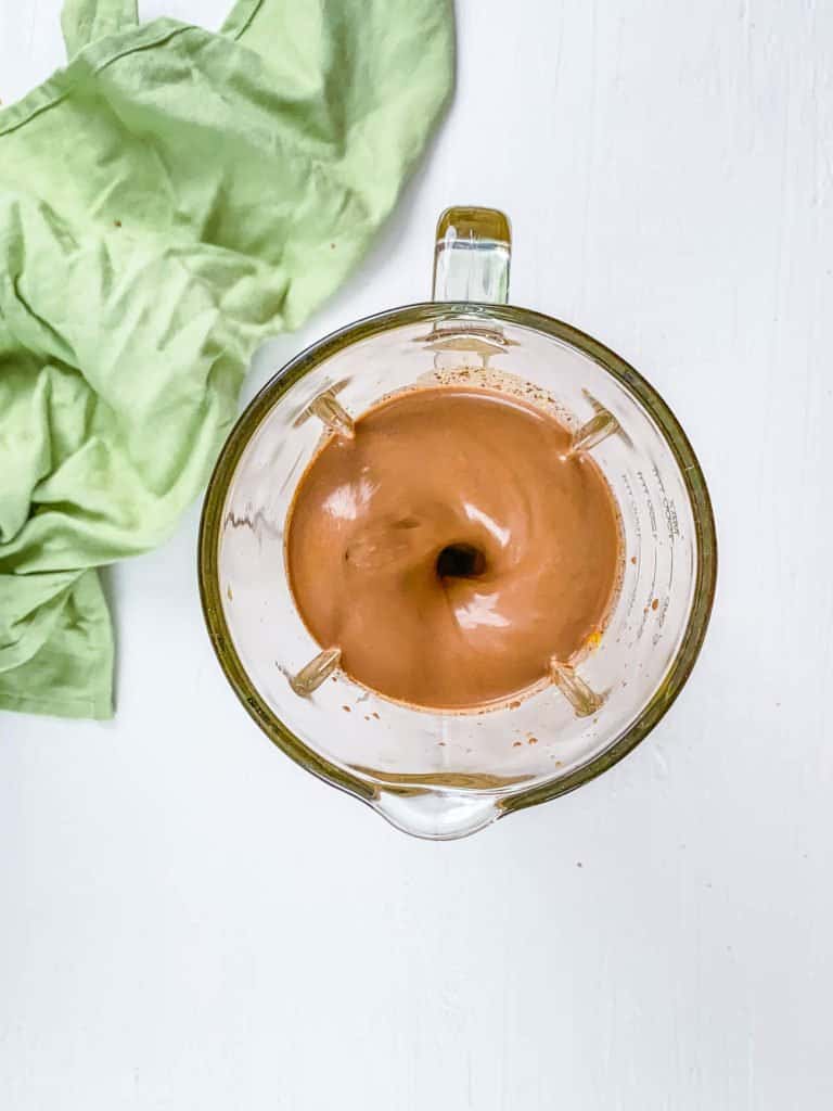 chocolate smoothie in a blender