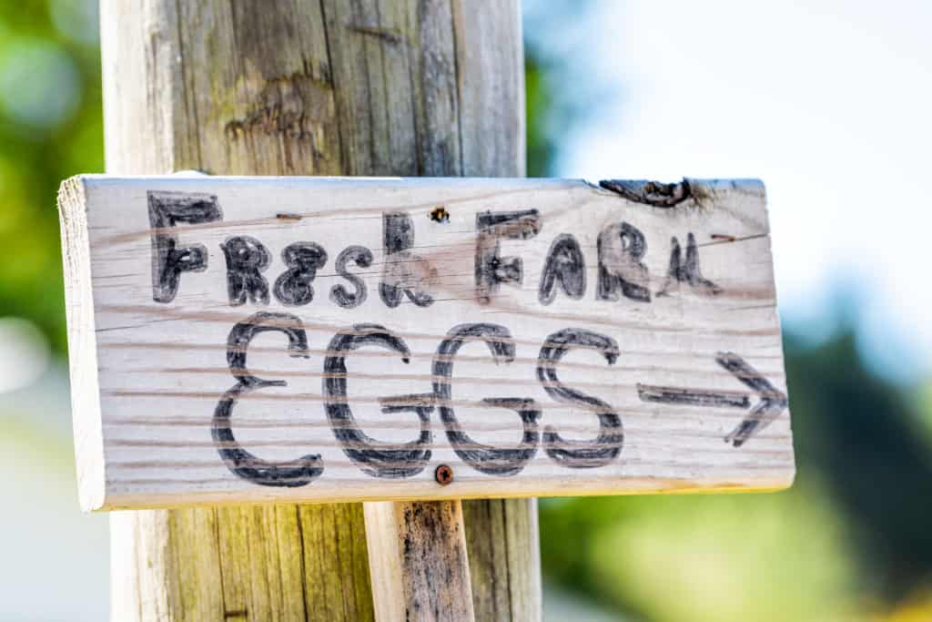 sign for farm fresh eggs