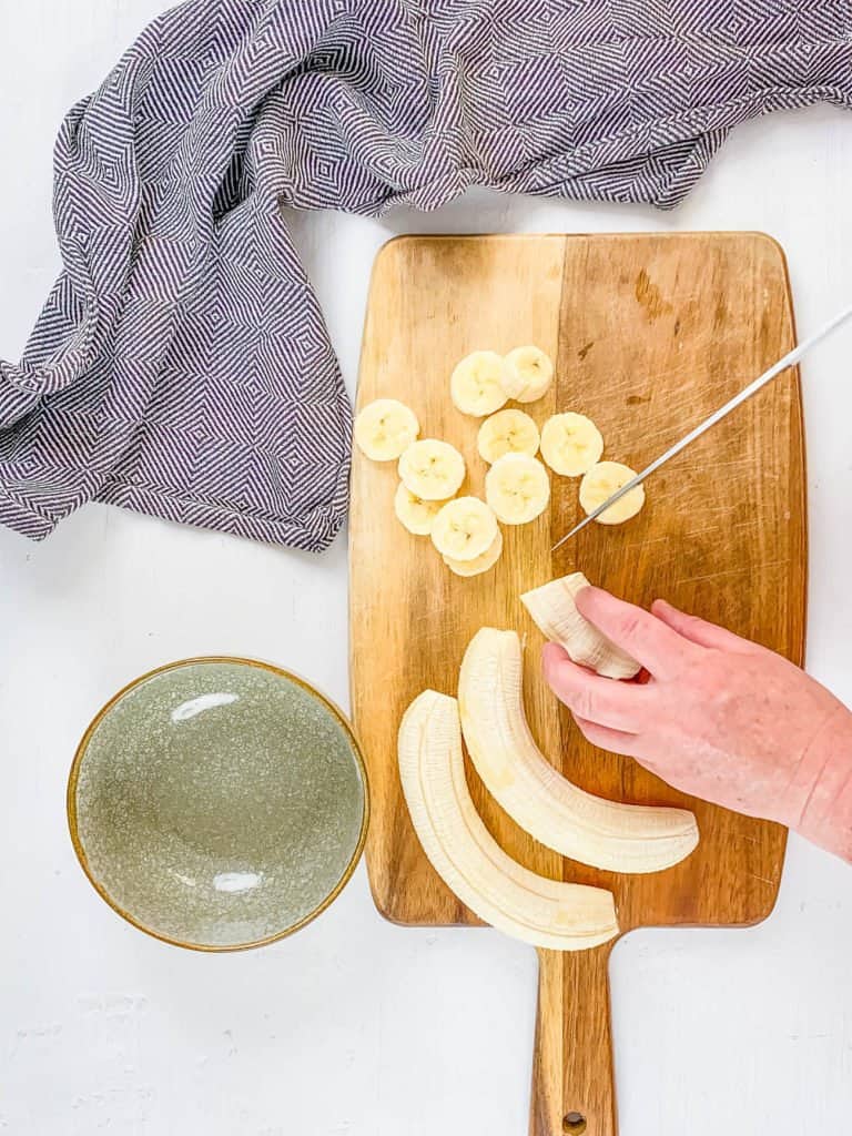 sliced bananas on a cutting board
