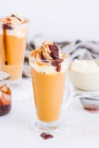 easy healthy homemade mocha latte recipe - starbucks copycat - in a glass