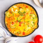 baked easy healthy low fat courgette frittata recipe (low carb vegetable frittata in a pan)