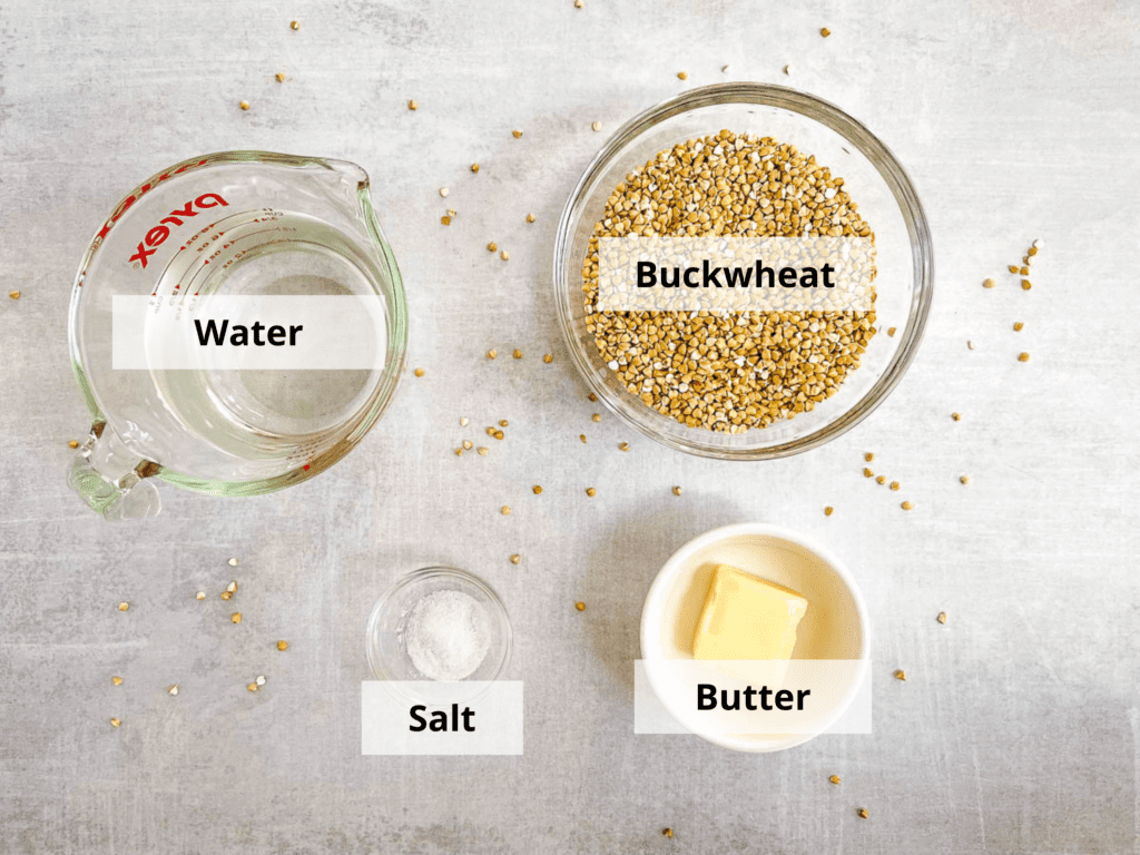 ingredients for cooked buckwheat in a bowl - how to cook buckwheat