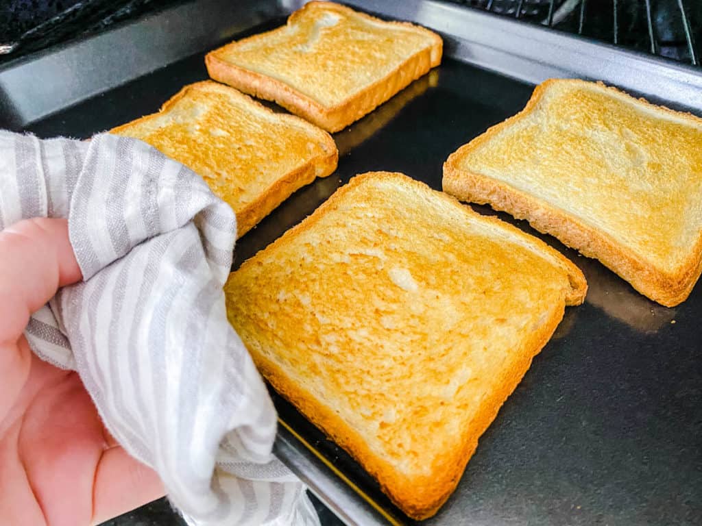 toast on a baking sheet
