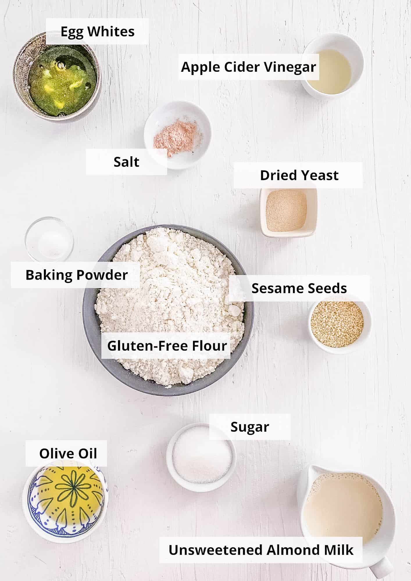 ingredients for easy healthy gluten free bread recipe with yeast