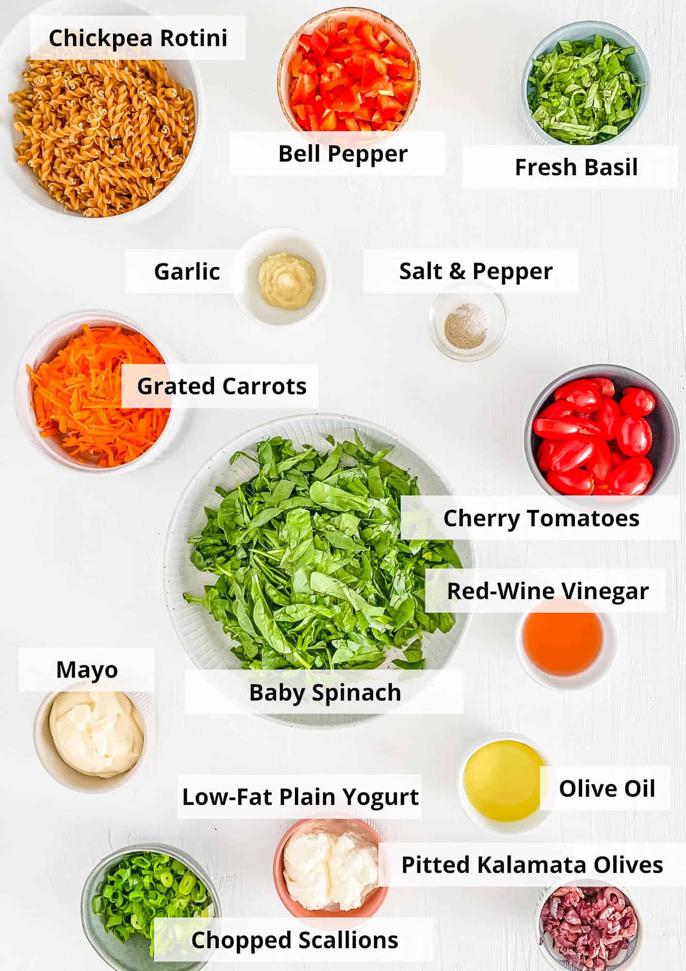 ingredients for easy healthy gluten free pasta salad recipe