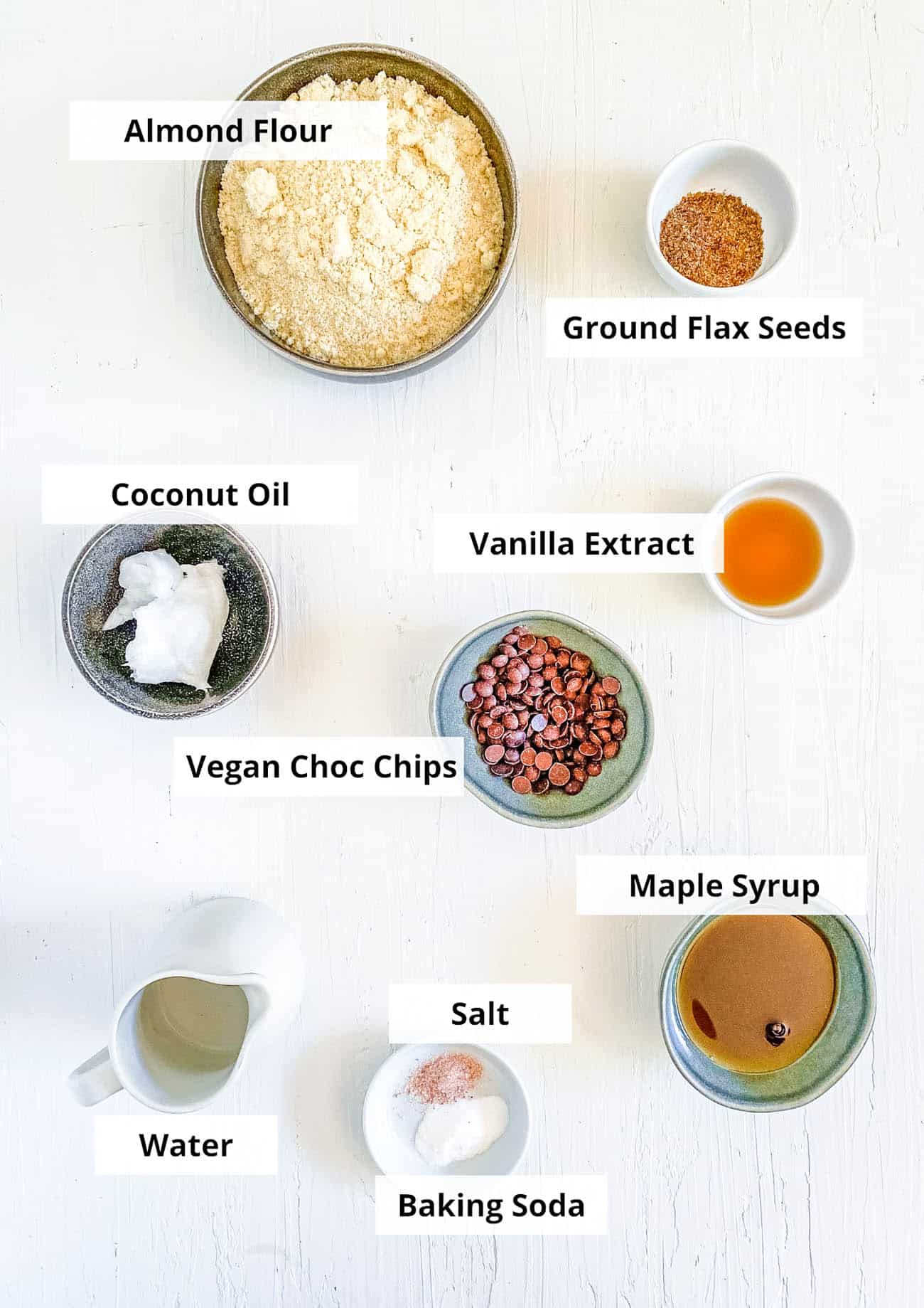 ingredients for healthy easy gluten free vegan almond flour cookies recipe (keto, paleo)