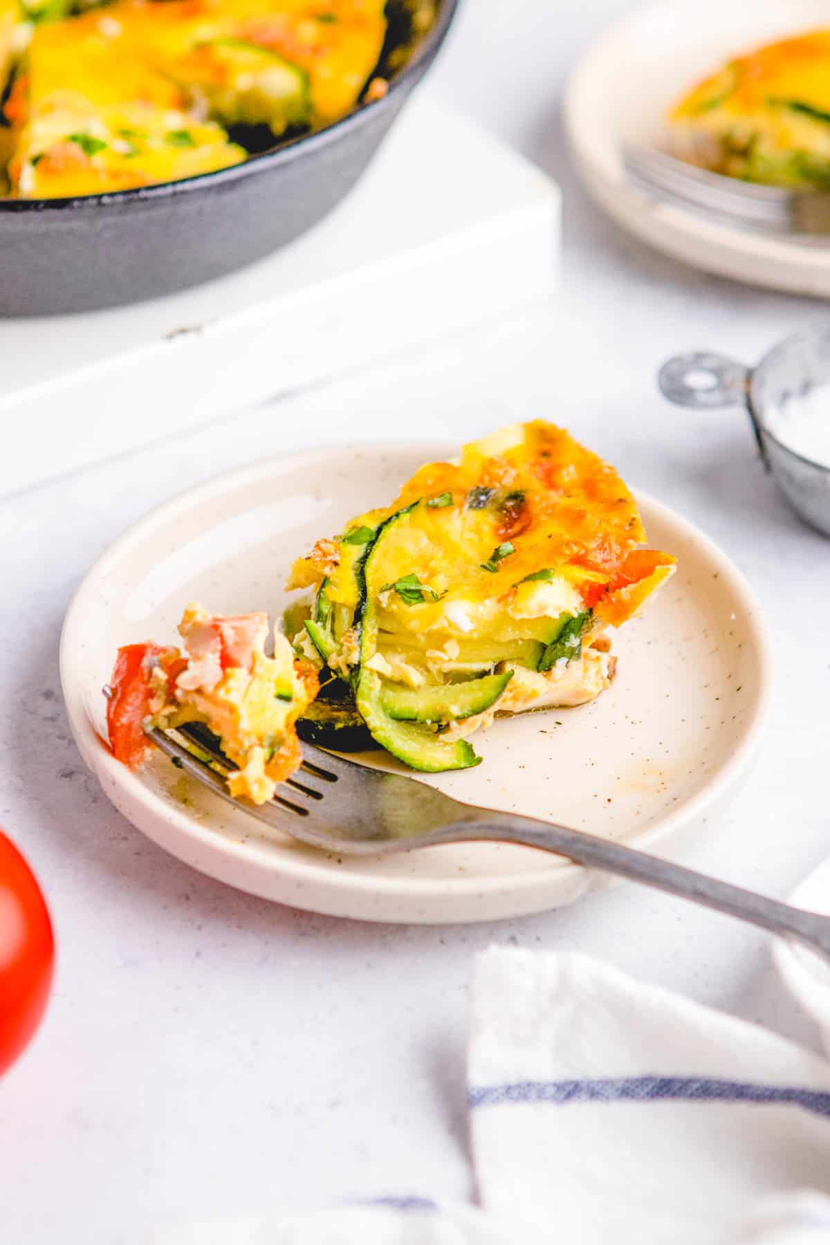slice of baked easy healthy low fat courgette frittata recipe