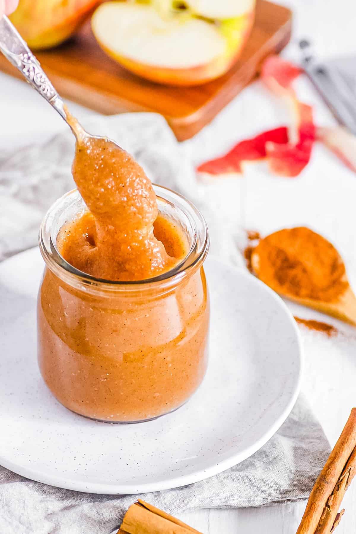 easy healthy vegan apple curd recipe in a glass jar