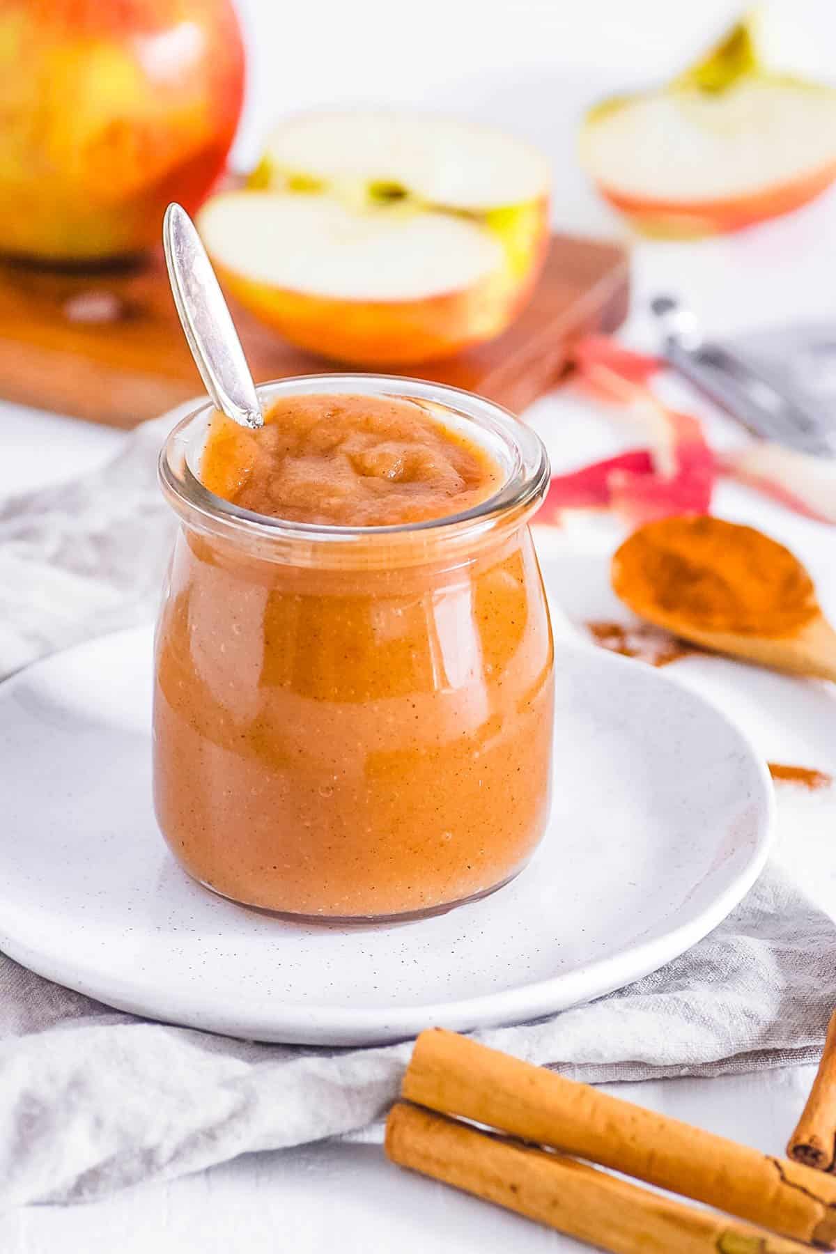 easy healthy vegan apple curd recipe in a gl، jar