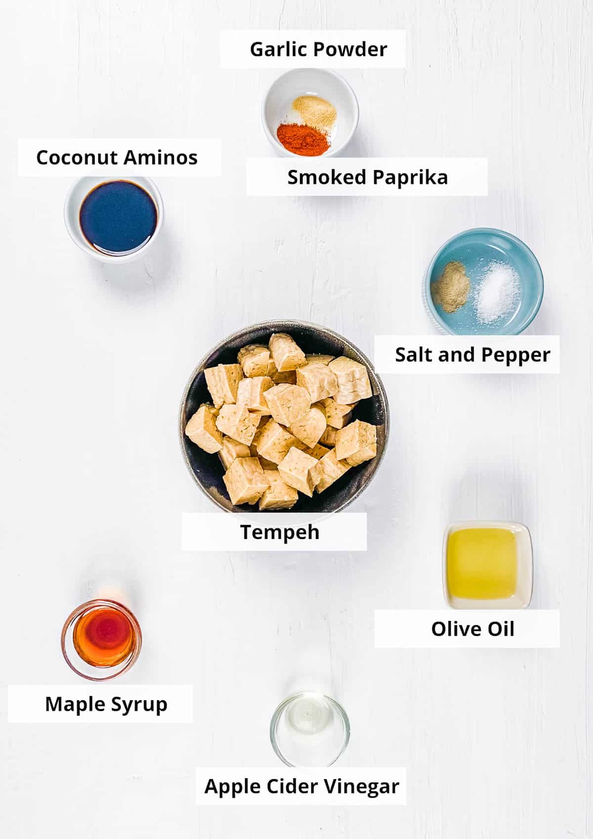 ingredients for healthy easy vegan air fryer tempeh recipe