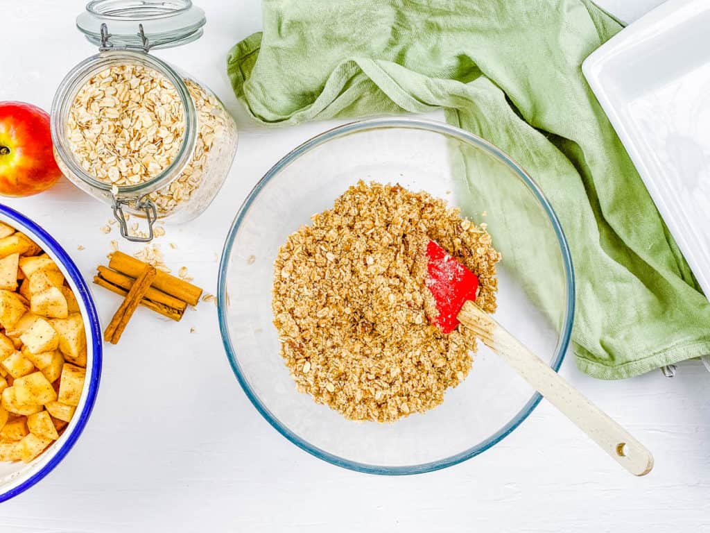 oats and topping ingredients in a mixing bowl