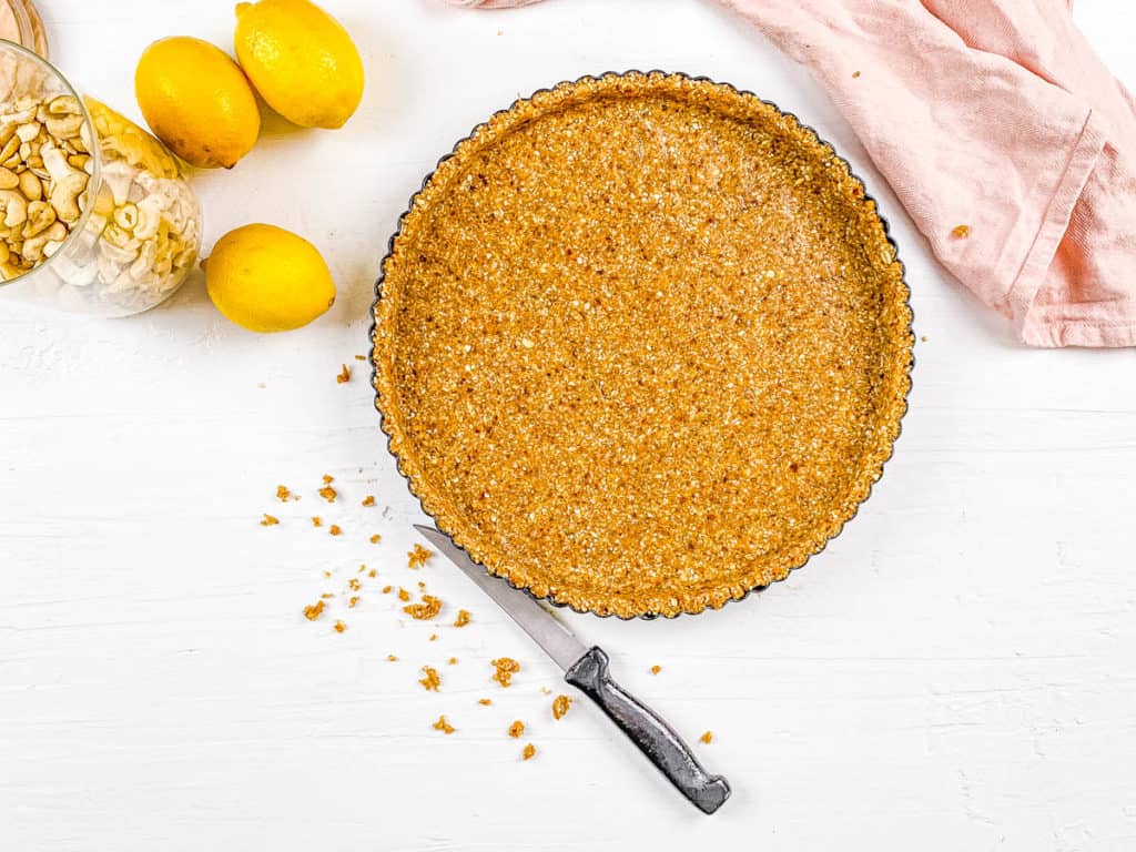 tart crust pressed into baking dish